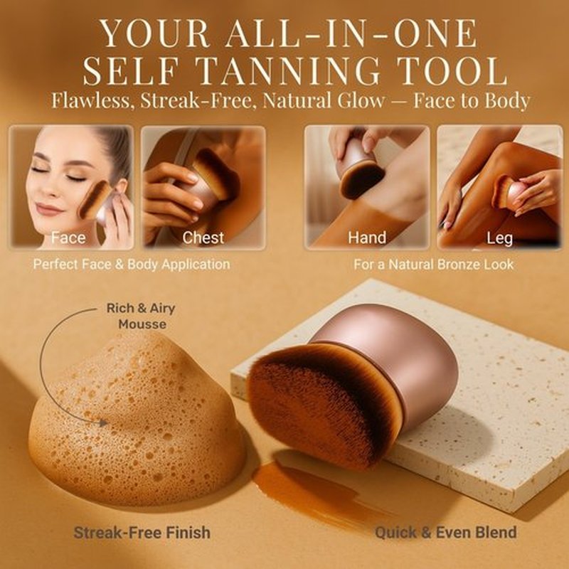 GOERTI Self Tanner Brush – Extra Large Kabuki Applicator for Self Tanning, Sunless Tanning & Body Foundation | Streak-Free Arc Design for Flawless Full Coverage on Legs, Arms, Back, Chest, Face & Feet