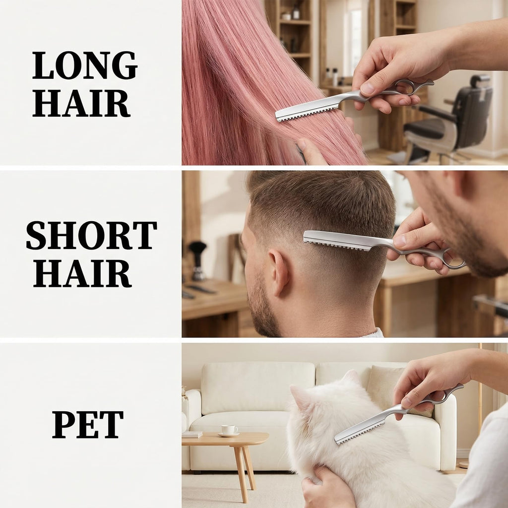 11 Pcs Hair Razors for Cutting Hair Set, Stainless Steel Hairs Thinning Styling Razors with 10 Replacement Blades, Professional Texturizing Hairs Razor Comb for Salon Styling Home Cutting Feathering