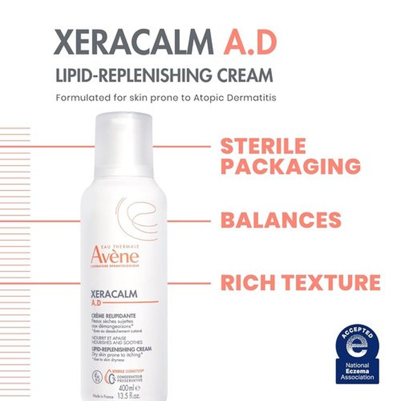 Avène XeraCalm A.D Lipid-Replenishing Cream - Restore Skin Barrier for Eczema & Dry Skin | 6.7 Oz, Fragrance-Free