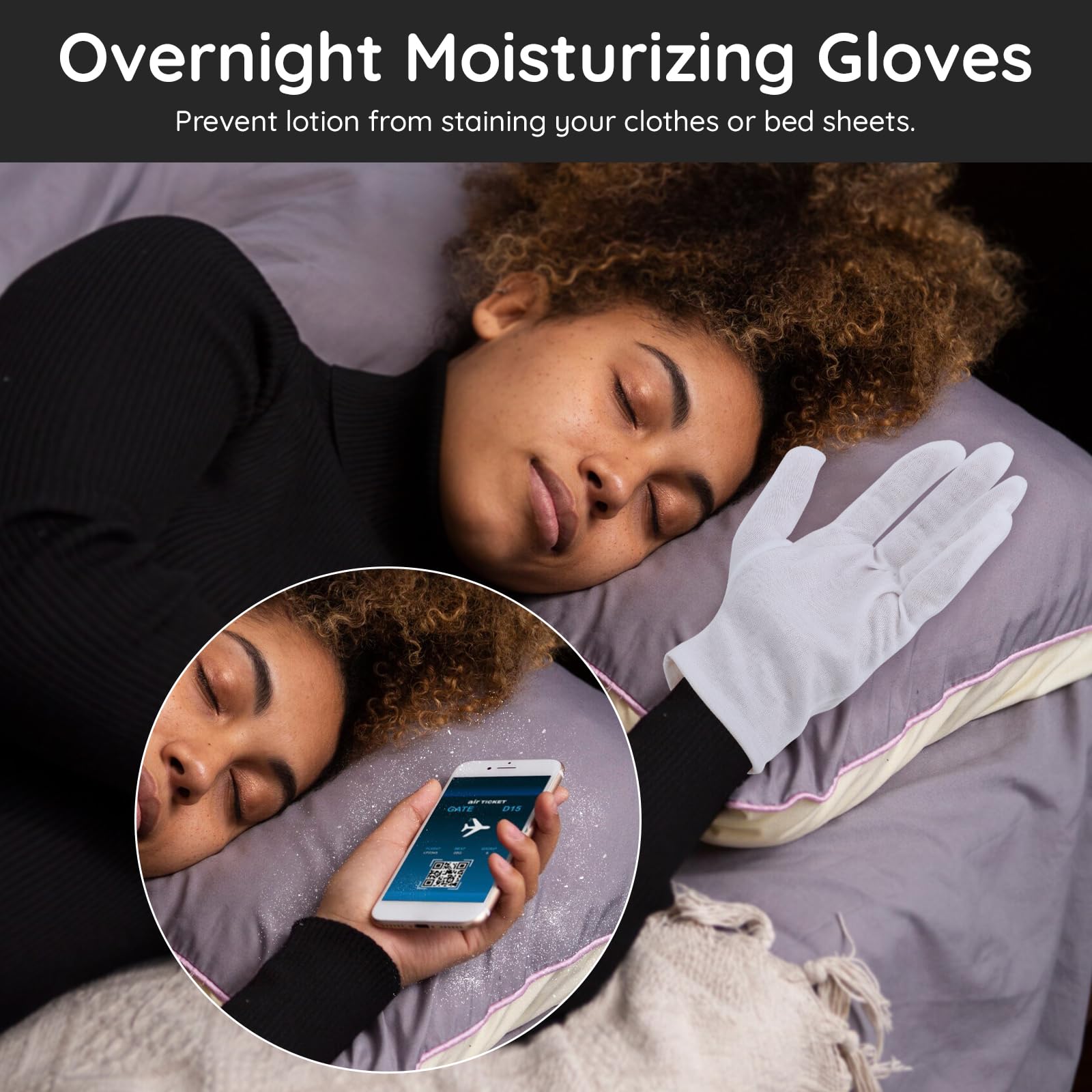 Segbeauty 12 Counts White Cotton Gloves, Large Thick Hand Moisturizing Overnight Sleeping for Dry Hands, 6 Pairs Washable Work Gloves, White Lotion Overnight for Men and Women