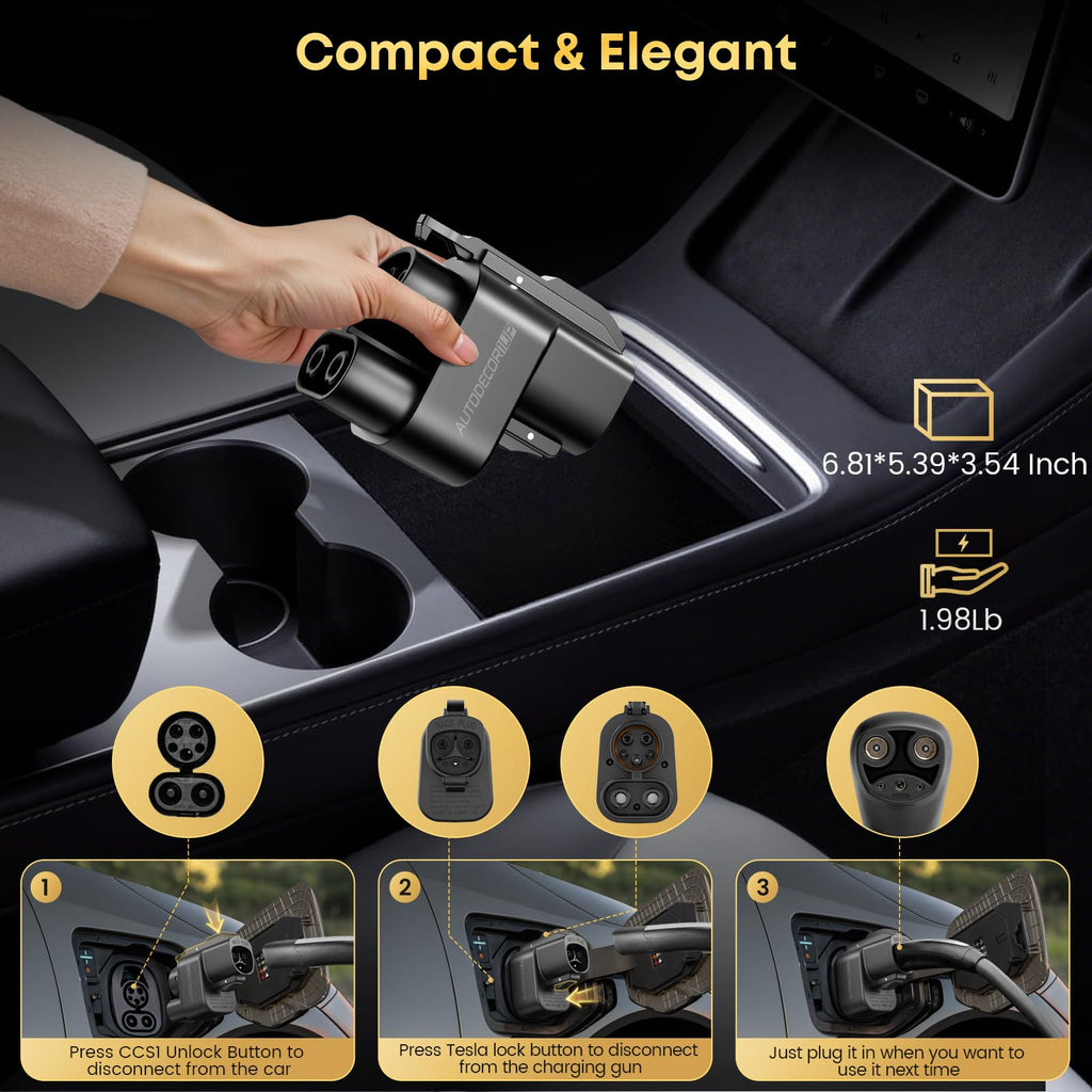 Autodecor 1Up NACS to CCS Adapter, 500A/1000V fit for V3/V4 Tesla Supercharger, Nacs DC Adapter Compatible with Ford, Rivian, GM, Volvo, Polestar, Nissan, Mercedes-Benz, Hyundai, Lucid, Kia, Genesis