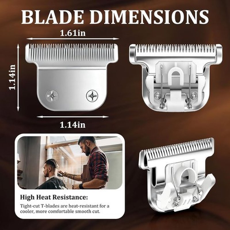 CR8GR8 Detachable T-Blade Replacement Blades - 440C Stainless Steel Precision Cut for Wahl Trimmers | 2 Pack