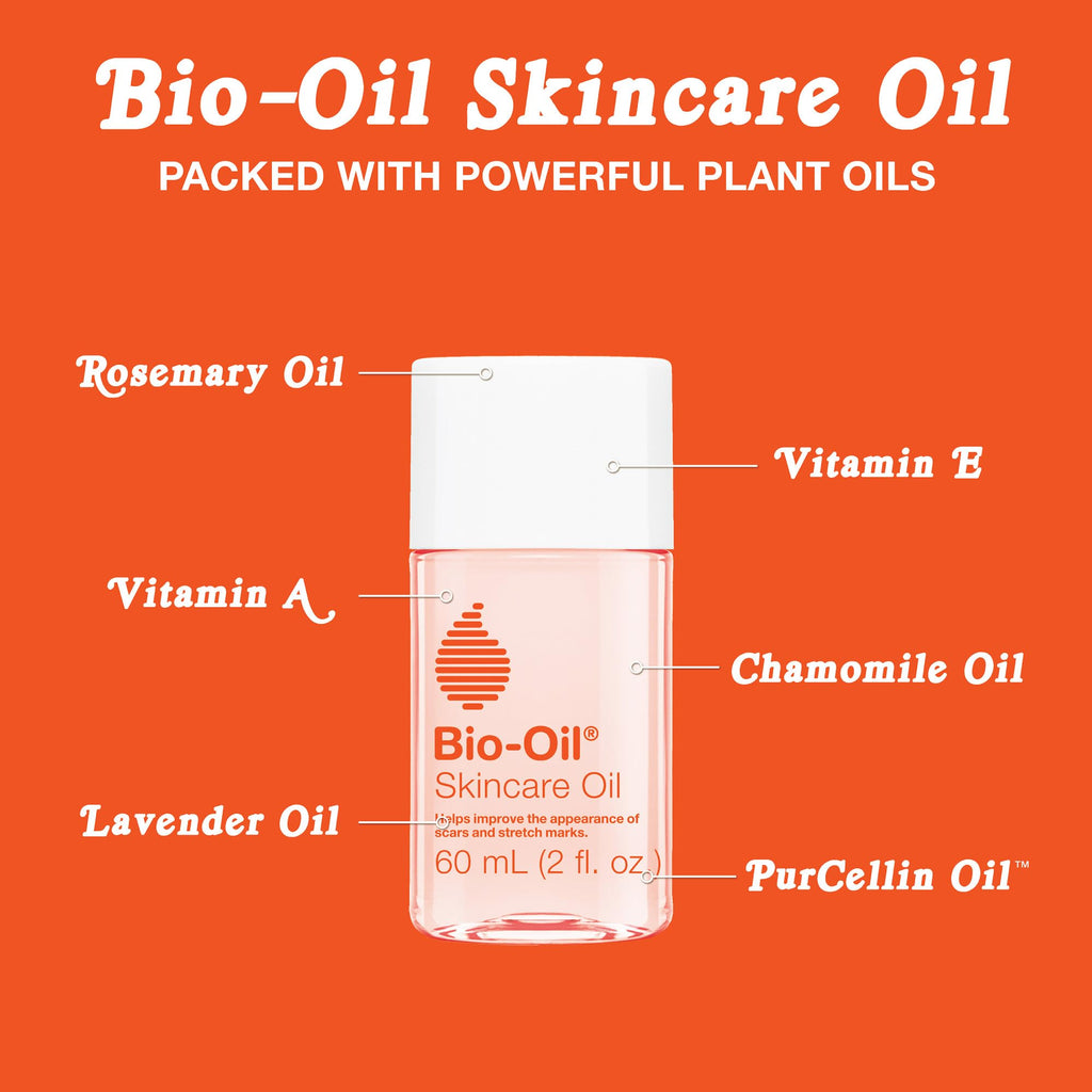 Bio-Oil Skincare Body Oil Serum for Scars and Stretch Marks, Face and Body Moisturizer with Vitamin E & A for Sensitive Dry Skin, Dermatologist Recommended, Non-Comedogenic, 2 oz, Case of 24