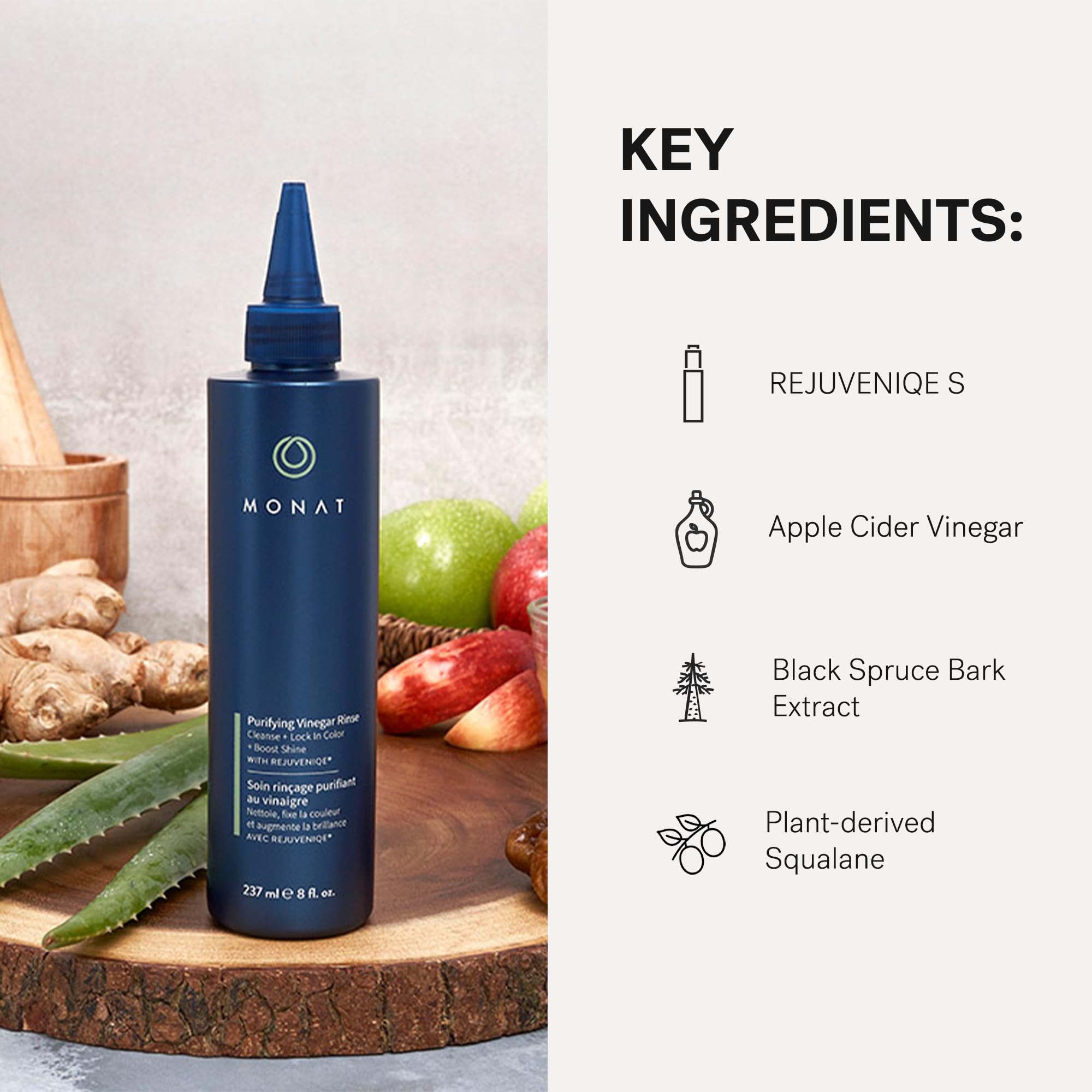 MONAT Purifying Vinegar Rinse - Nourishing Moisturizing Elixir for Shiny, Soft, Smooth and Lustrous Hair