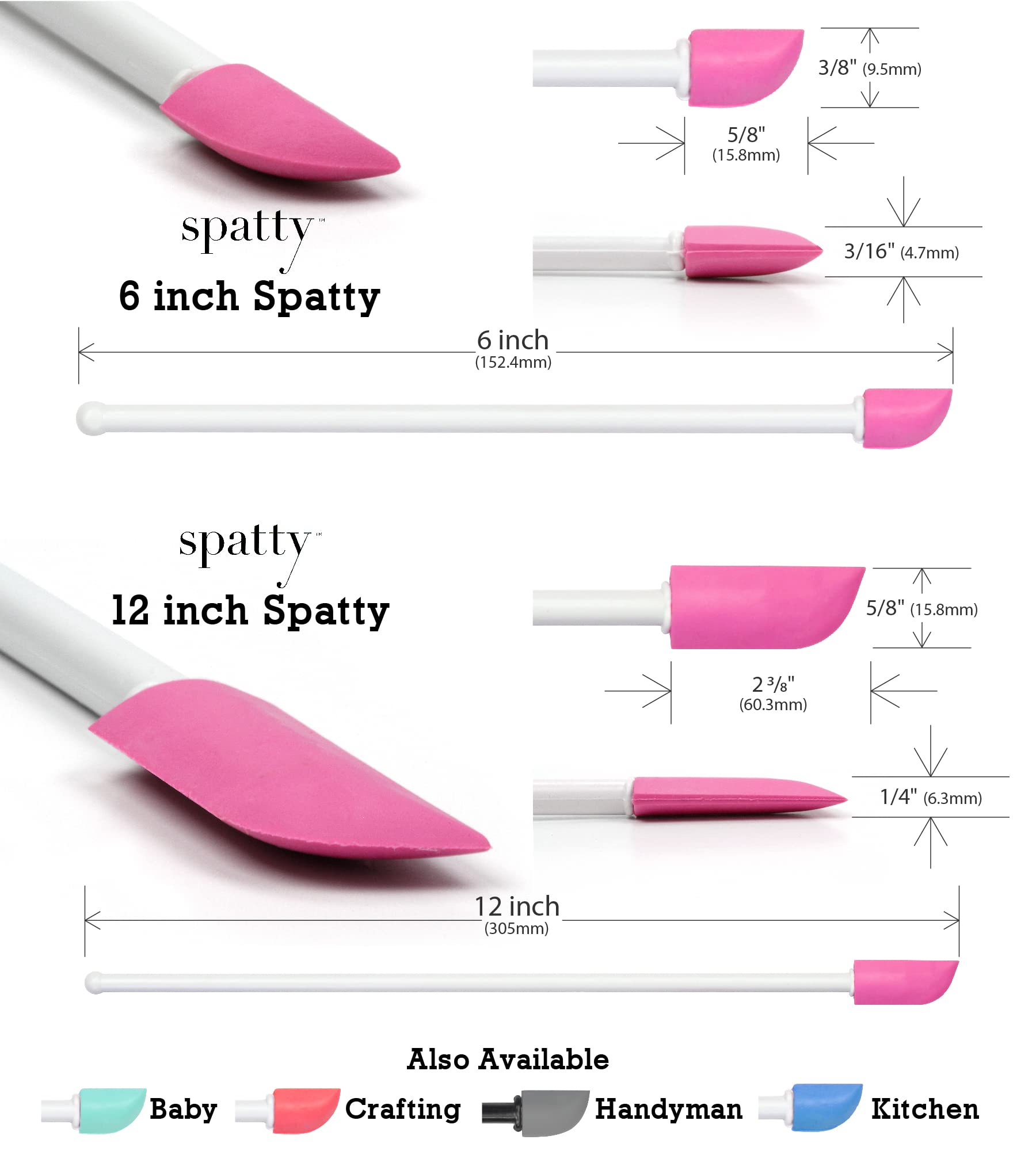 Spatty Daddy Beauty Spatula Set (6 and 12 Inch Pink) Mini Makeup Tool, Makeup Beauty Set, Stocking Stuffers, Teenage Girls Gifts, Best Stocking Stuffers for Moms, Gifts for Women Who Have Everything