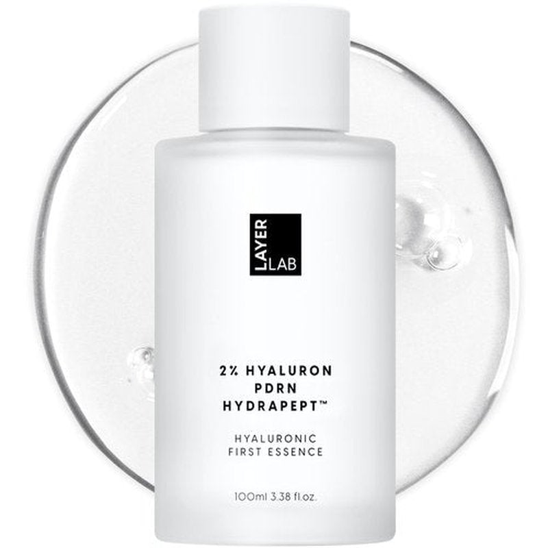 LAYERLAB Hyaluronic First Essence with PDRN & Peptides | Korean Skin Booster to Hydrate, Amplify Skincare Routine | 2% Triple Hyaluronic Acid Prep Essence for Face | 3.38 fl. oz.