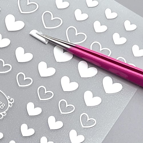 IHUKEIT Black and White Hearts Stars Nail Stickers for Women Girls Kids Nail Decoration Self Adhesive Nail Art Decals for Natural Fingernails and Acrylic Nails Designs (Pack of 10)