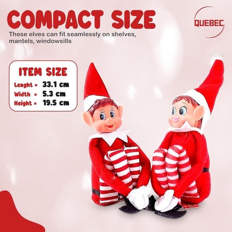 Quebec Naughty Elf Set - Christmas Elf Figures for Boys & Girls | Soft Body, Vinyl Faces, 12 Inch