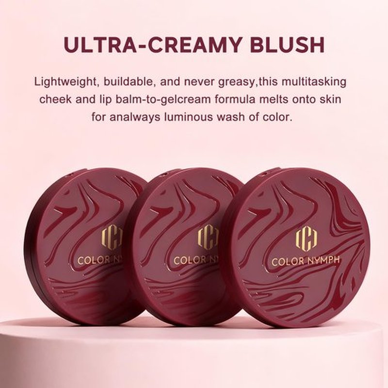 Color Nymph Face Blush Makeup Palette - 3 Colors Ultra-Creamy Blush for Cheeks, Multi-Use Cream Blushes Balm Face Makeup, Hydrating, Creamy, Lightweight & Blendable Color, Face Makeup, Talc-free
