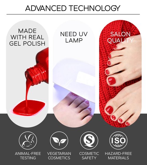 Beaolata Semi Cured Gel Nail Strips - 26 PCS Salon Quality Toe Gel Nail Stickers for All UV Light - Longlasting & Easy Remove Toe Wraps Art Kit for Women (Starry Silver)