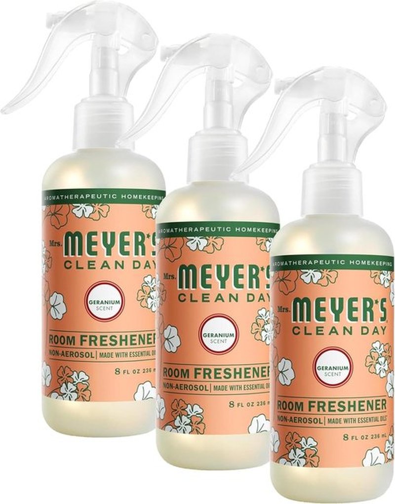 Mrs. Meyer's Clean Day Room & Air Freshener Spray - Non-Aerosol Essential Oils, Geranium, 8 Fl. Oz (Pack of 3)