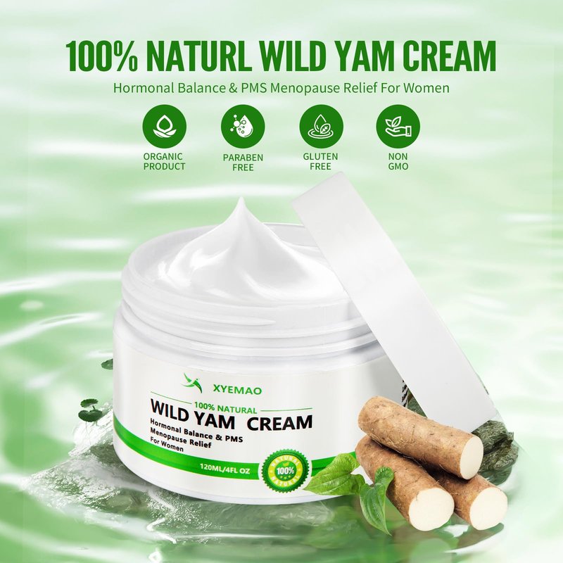 Xyemao Organic Wild yam Cream for Hormone Balance - Menopause Relief Crea Promotes Relieves Menstrual Discomfort, Deeply Nourishes and Moisturizes,100% Organic Formula,120ml