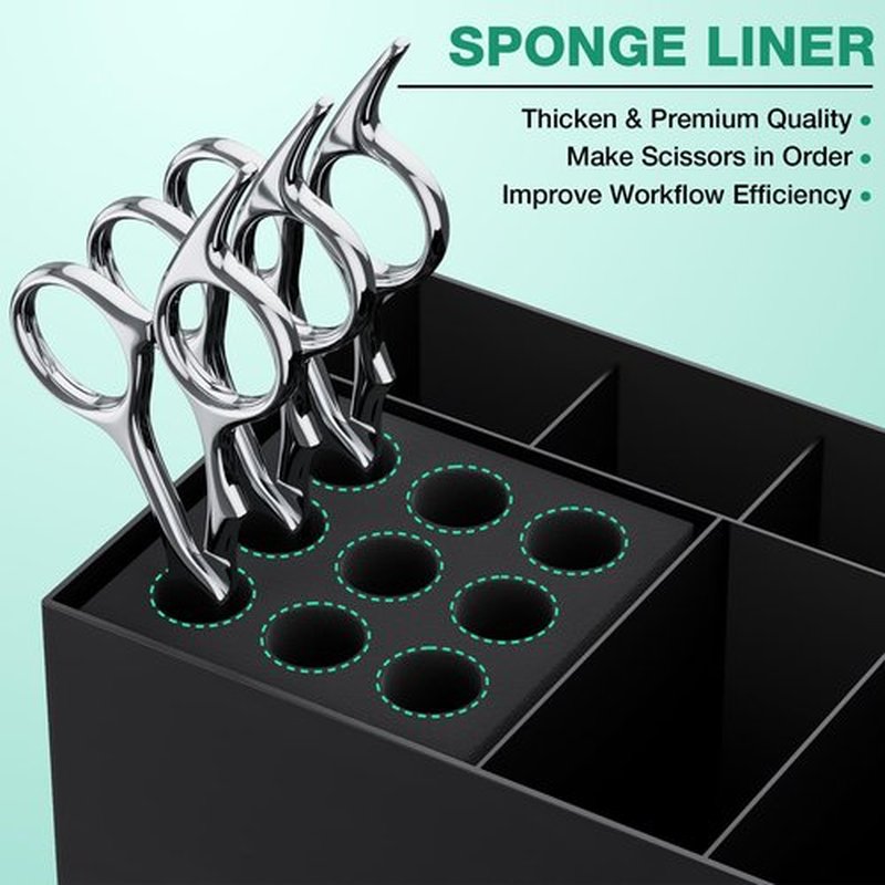 Noverlife Hair Salon Scissor Holder Box, Shear Holder for Stylist, Professional Hairdressing Scissors Rack Barber Organizer Box for Storage Combs Clips Brushes Holder, Barber Supplies Shear Case
