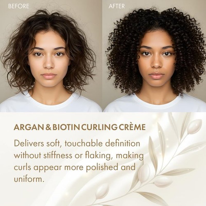 Sunny Isle Argan & Biotin Curling Cream - Lightweight, Curl Enhancing Crème, Paraben Free 16oz