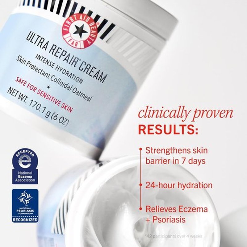 First Aid Beauty - Ultra Repair Cream | Intense Hydration & Eczema Relief, 6 oz + Bonus 2ct