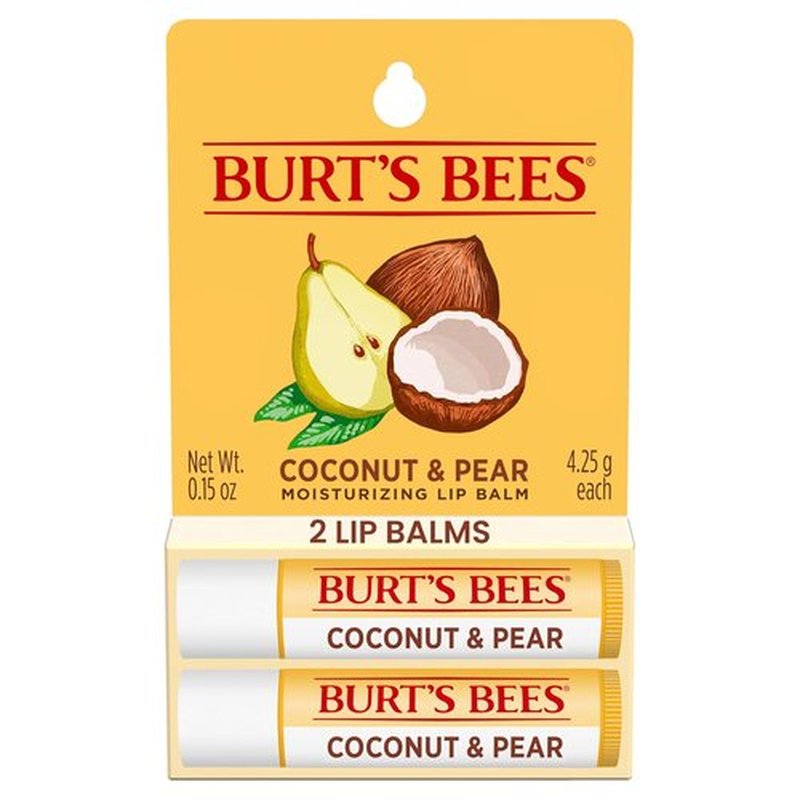 Burt's Bees Lip Balm - Coconut and Pear, Natural Moisturizer with Beeswax | 2 Tubes, 0.15 oz
