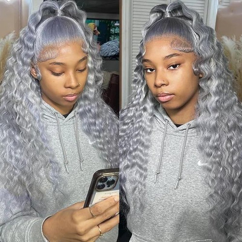Condescension Brazilian Human Hair Bundles Sliver Grey 18 20 22 Inch Deep Wave 3 Bundles Human Hair 100% Unprocessed Remy Brazilian Virgin Weave Hair Grey for Women