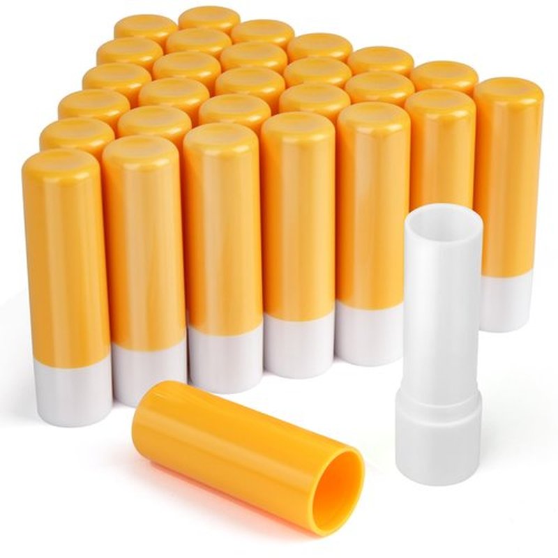 LotFancy Lip Balm Tubes Empty, 28Pcs 4.5ml, BPA Free & Leak Free, Durable Lip Balm Container Tubes with Yellow Caps, Refillable & Reusable