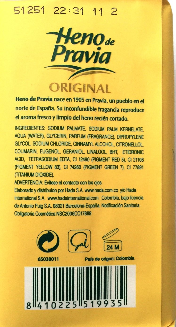 Heno de Pravia Natural Bath Soap 4oz (3 Soaps Total)