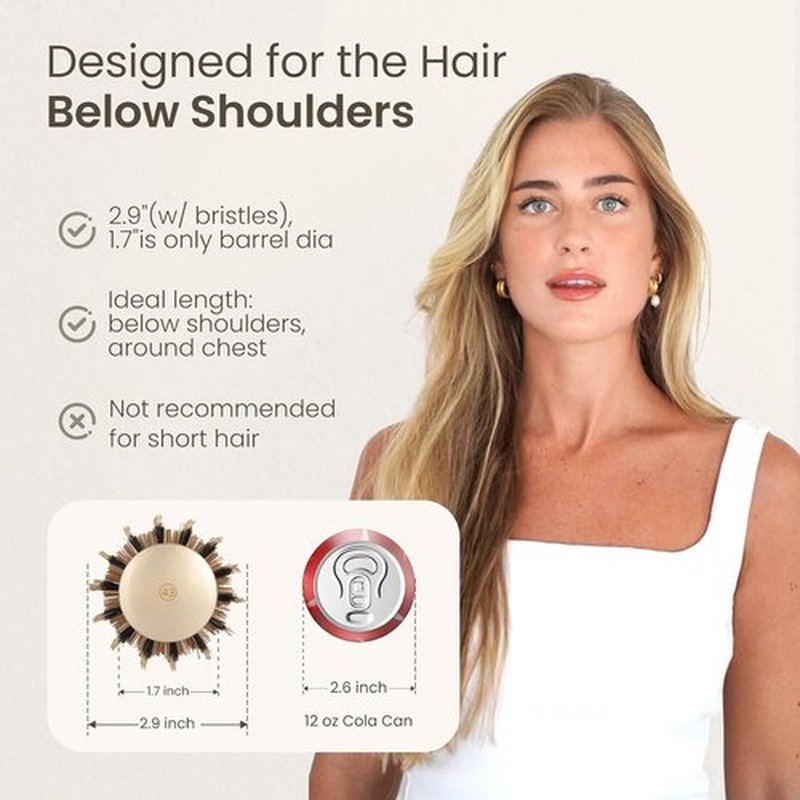 AIMIKE Round Hair Brush - Medium Nano Thermal Ceramic Brush for Blow Drying & Styling | 2.9-Inch Barrel with Boar Bristles