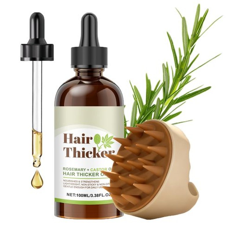 ChLNDalin Organic Rosemary & Castor Hair Growth Oil + Scalp Massager Set, Hair & Scalp Care Oil, Lightweight Moisturizing Formula for for Dry, Damaged & Split End 1pc