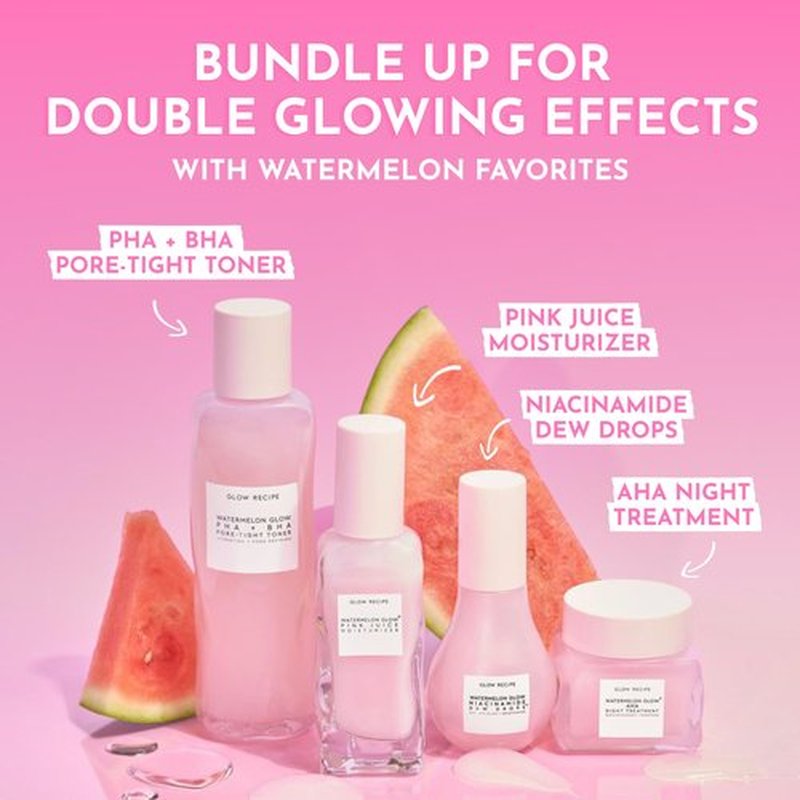 Glow Recipe Travel Size Watermelon Glow AHA Night Treatment - Overnight Resurfacing Mask with AHA Complex, Hyaluronic Acid, Niacinamide & Watermelon Enzymes for Smooth, Glowing, Even-Toned Skin (25ml)