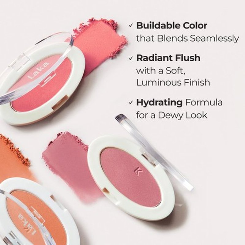Laka Love Silk Blush - Radiant, Buildable Color for a Natural Glow | Long-Lasting Moisturizing Formula (#705 Angel)