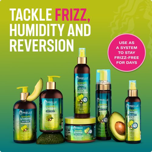 Mielle Organics Avocado & Tamanu Anti-Frizz Hair Serum - Stay Straight Smoothing Treatment & Heat Protectant for Textured Strands - Humidity Shield, Shine Enhancer for Lasting Straight Hair Looks, 6oz