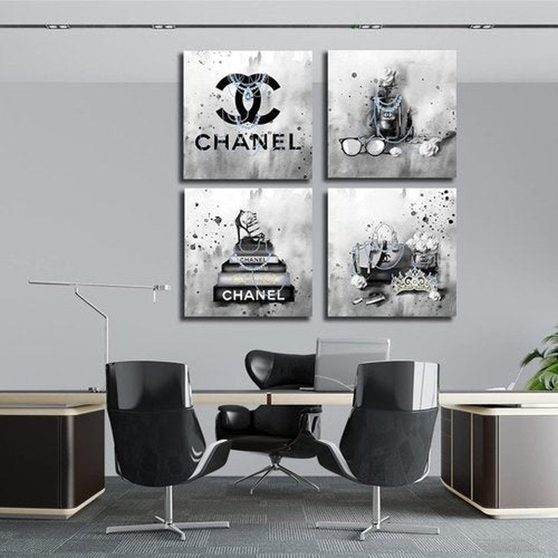 Meetdeceny Bedroom Wall Decor - Black and White Fashion Handbag Art for Teen Girls | 20"x20" Canvas Prints (4 Pieces)