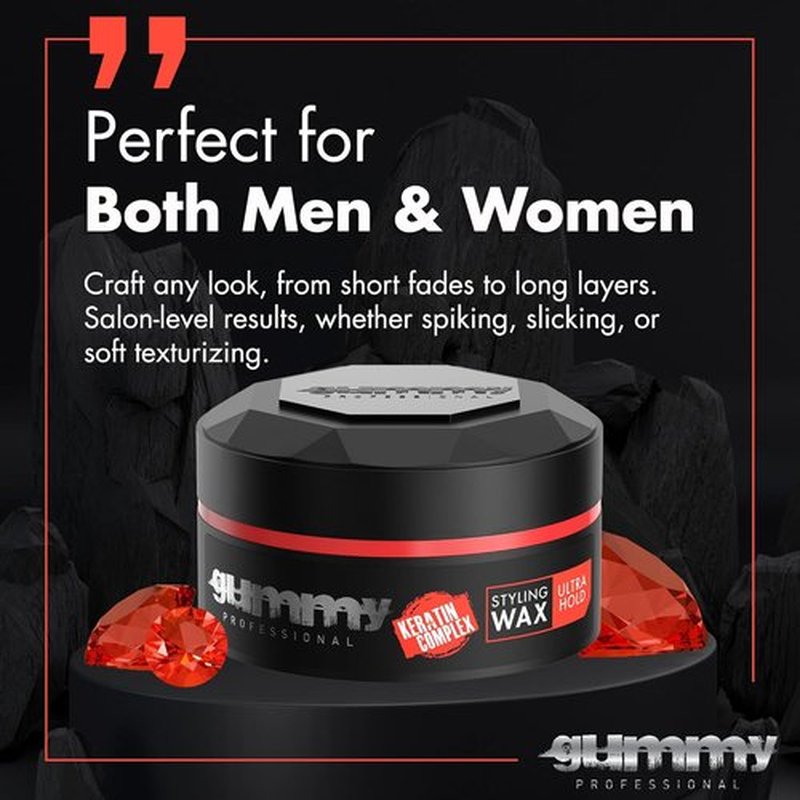 Skiennix Gummy Hair Styling Wax for Men - Ultra Hold Pomade for All Hair Types - Water-Based Clay Paste with Provitamin B5 & Keratin - 150ml