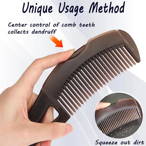 Dandruff Comb, Hollow Tooth Button Comb, Detoxing Comb Energy Massage Comb, Scalp Psoriasis Comb Dandruff Removal Comb, Lice Comb Multifunctional Hairbrush (Brown+Red)