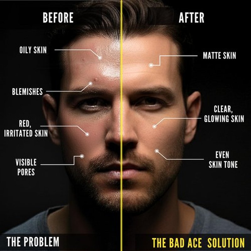 BAD ACE Daily Men's Charcoal Face Wash with Scrubs, Korean Exfoliating Face Wash - Premium Face Scrub for Men, Deep Cleansing Skin Care | Men's Facial Cleanser for Oily Skin & Normal Skin, 4 oz