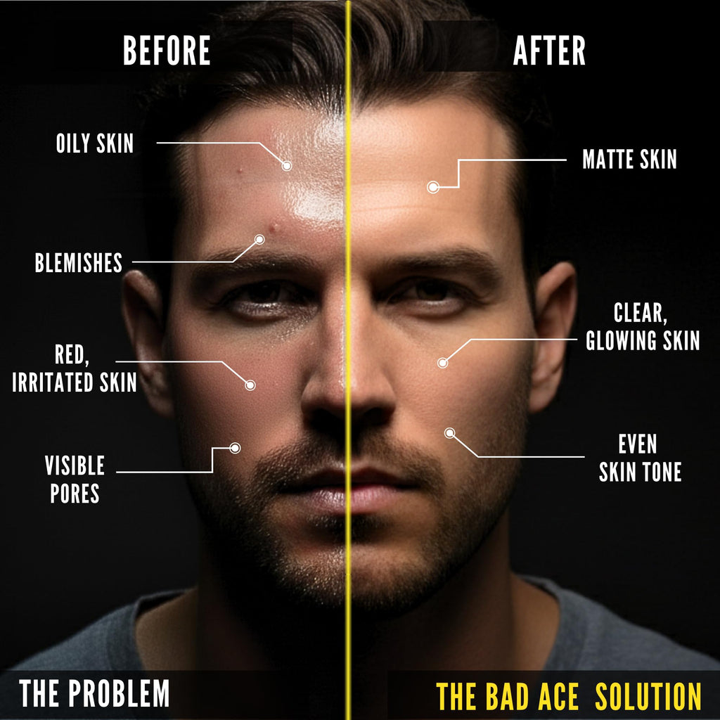 BAD ACE Daily Men's Charcoal Face Wash with Scrubs, Korean Exfoliating Face Wash - Premium Mens Face Scrub, Deep Cleansing Skin Care | Men's Facial Cleanser for Oily Skin & Normal Skin, 4 oz
