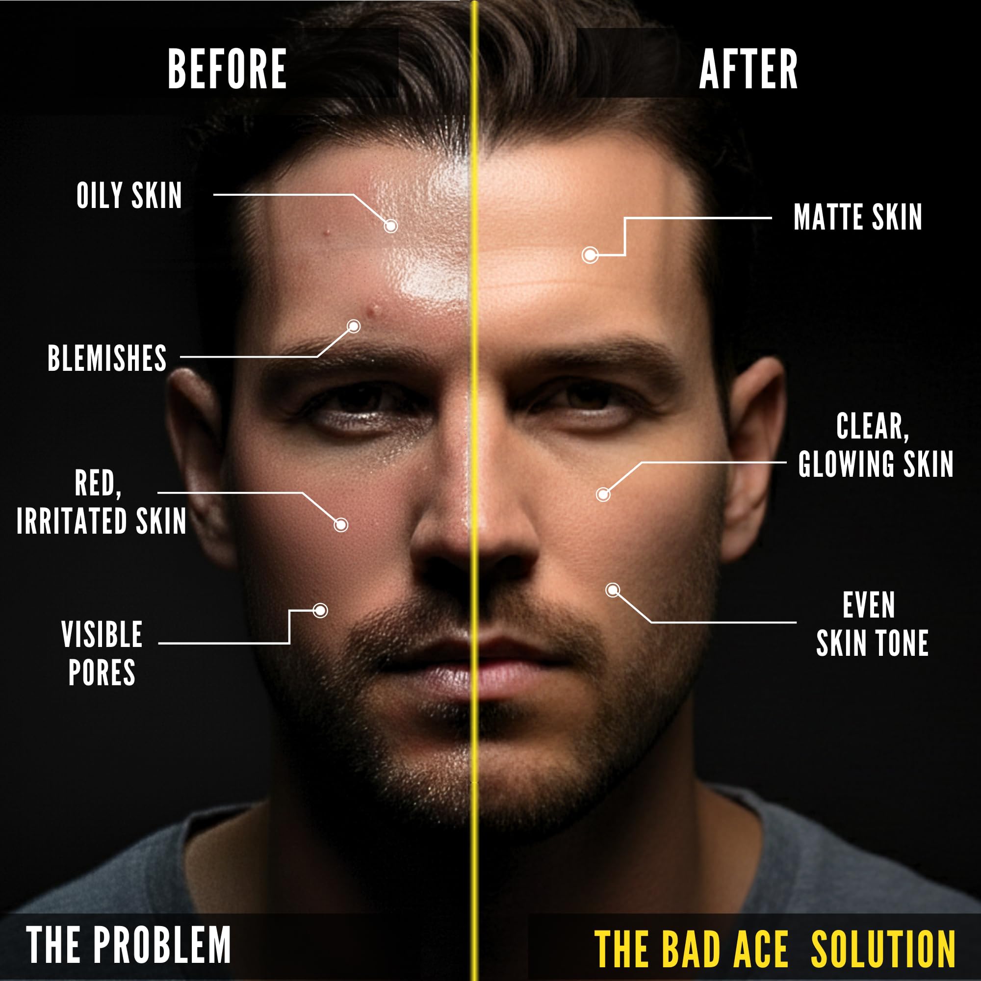 BAD ACE Daily Men's Charcoal Face Wash with Scrubs, Korean Exfoliating Face Wash - Premium Mens Face Scrub, Deep Cleansing Skin Care | Men's Facial Cleanser for Oily Skin & Normal Skin, 4 oz