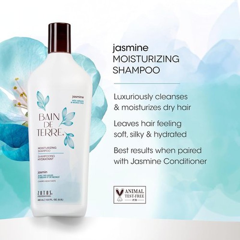 Bain de Terre Jasmine Moisturizing Shampoo - Luxurious Hydration with Argan & Monoi Oils | Paraben-Free, Vegan