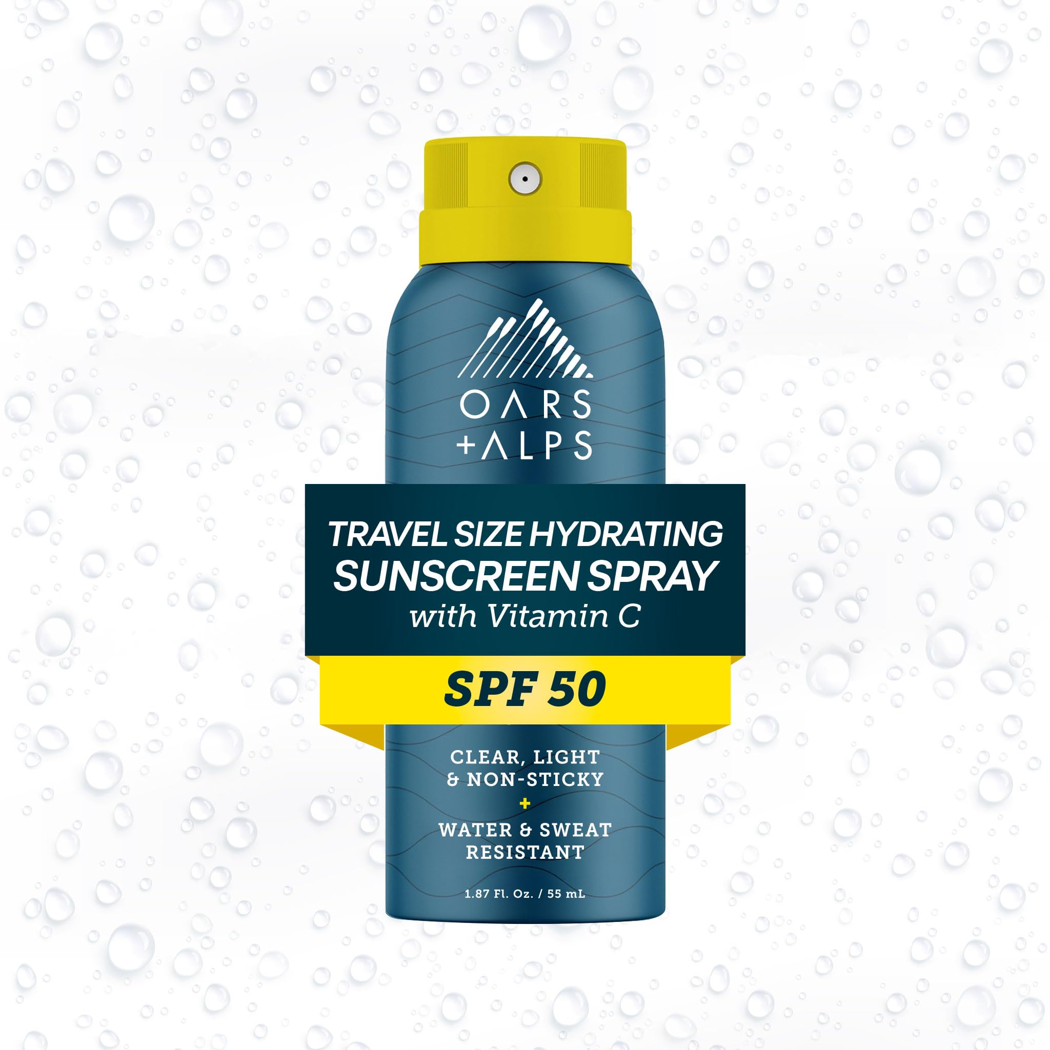 Oars + Alps SPF 50 Face & Body Broad Spectrum Sunscreen Spray | Fast-Absorbing, Lightweight, Non-Greasy, Hawaii Reef Act 104 Compliant, Water-Resistant, Octinoxate + Oxybenzone Free, 1.87 Oz, 1 Pack