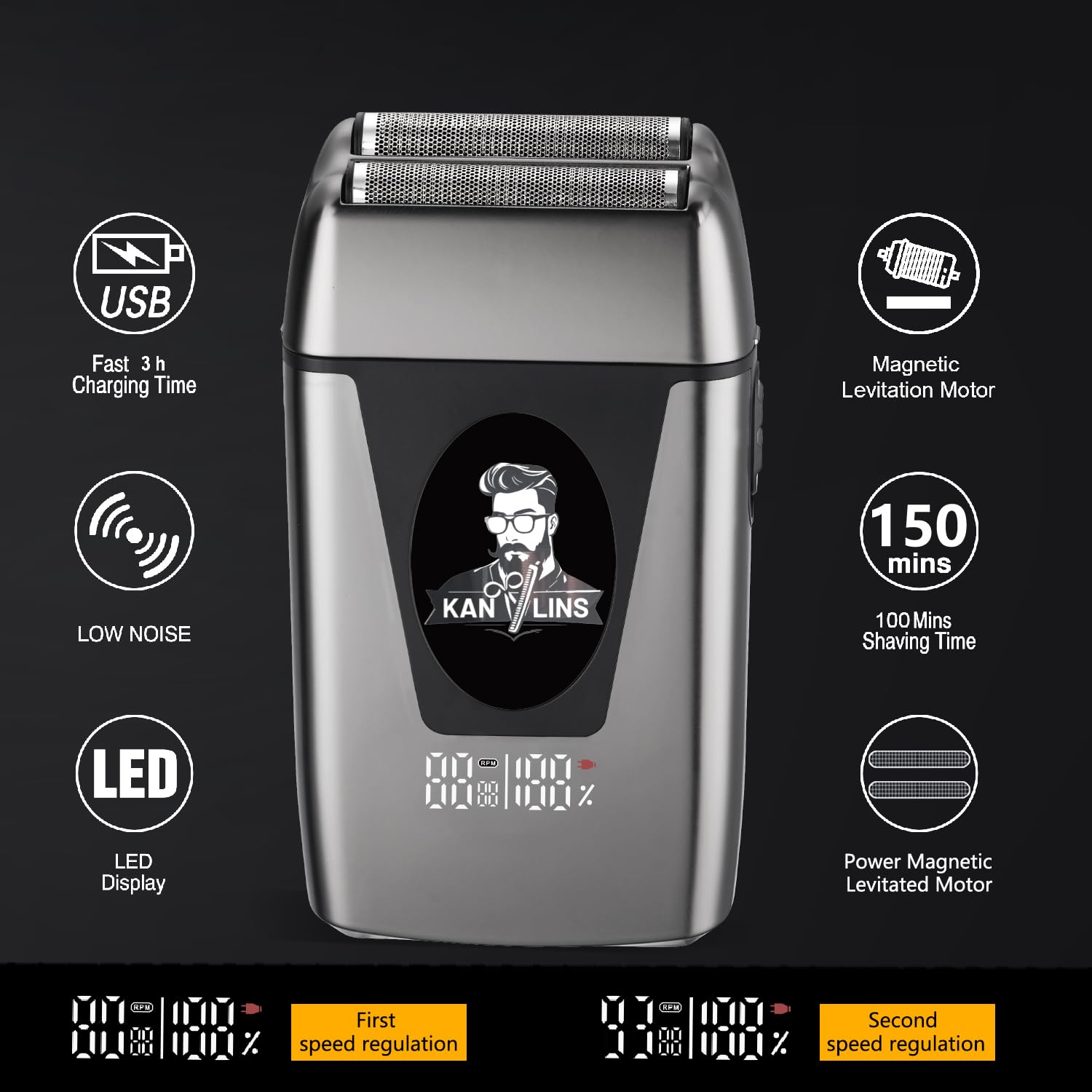 Electric Foil Shavers for Men, Brushless high-Speed Motor Electric Razor, Bald Head Shavers, Face Shaving Beard Trimmer with LCD Display