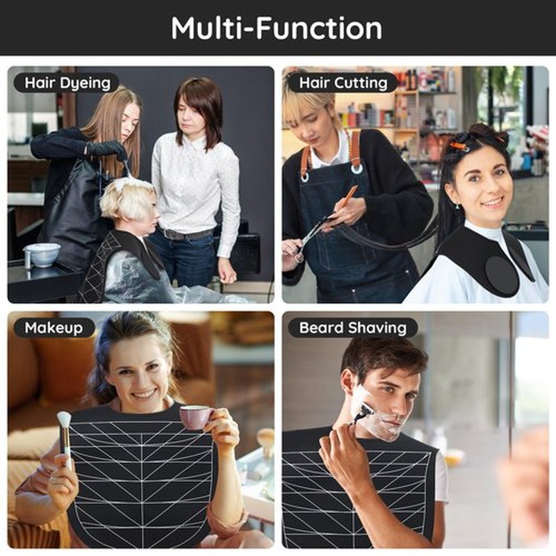 Segbeauty Hair Cutting Guide Mat Black, Longer Silicone Waterproof Cutting Mat, Professional Salon Hair Cutting Mat with Guidelines Weighted Neck Wrap for Hair Stylist