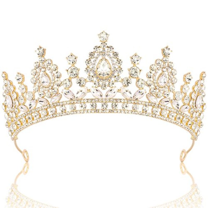 Aprince Gold Crown and Tiara for Women Girls, Crystal Princess Tiara Queen Crown, Rhinestone Headbands Royal Diadem for Wedding Birthday Halloween Cosplay Prom Quinceanera Pageant Party Gifts