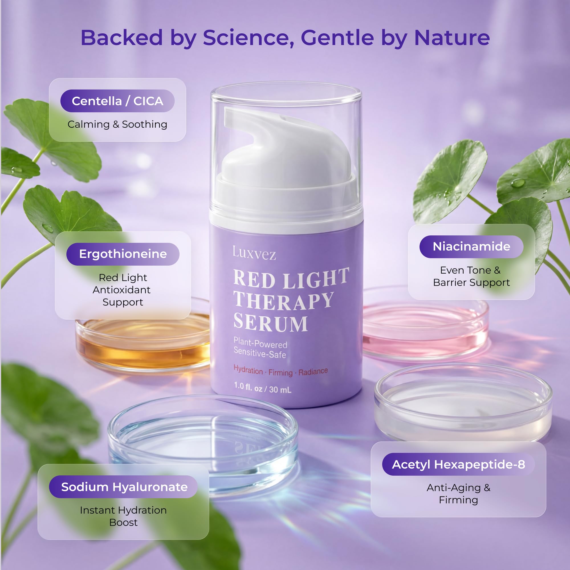 Red Light Therapy Activation Serum for Face – Hydrating & Firming Booster for LED Red Light Devices – Anti-Aging Green Tea Serum with Niacinamide, Hyaluronic Acid, Peptides & Collagen, 1 Fl Oz/2 Pack