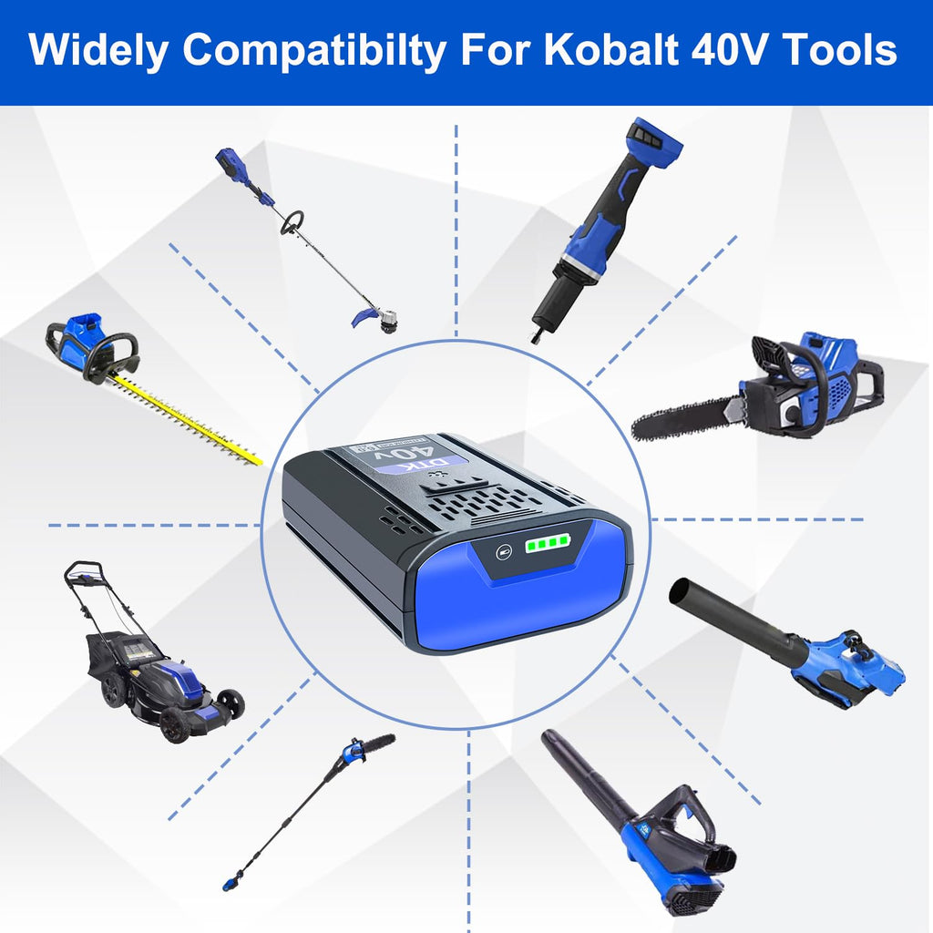 DTK 40V Replacement for Kobalt 40V Battery 6000mAh KPM1040A-03, KM-1640-06, KM 4040-06,Replacement for Kobalt Cordless Power Tool Battery
