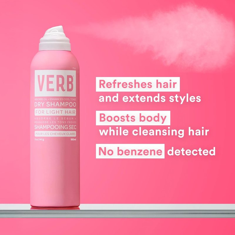 VERB Dry Shampoo Light - Refreshing Spray to Absorb Oils & Extend Styles - Vegan, Paraben-Free for Light Tones