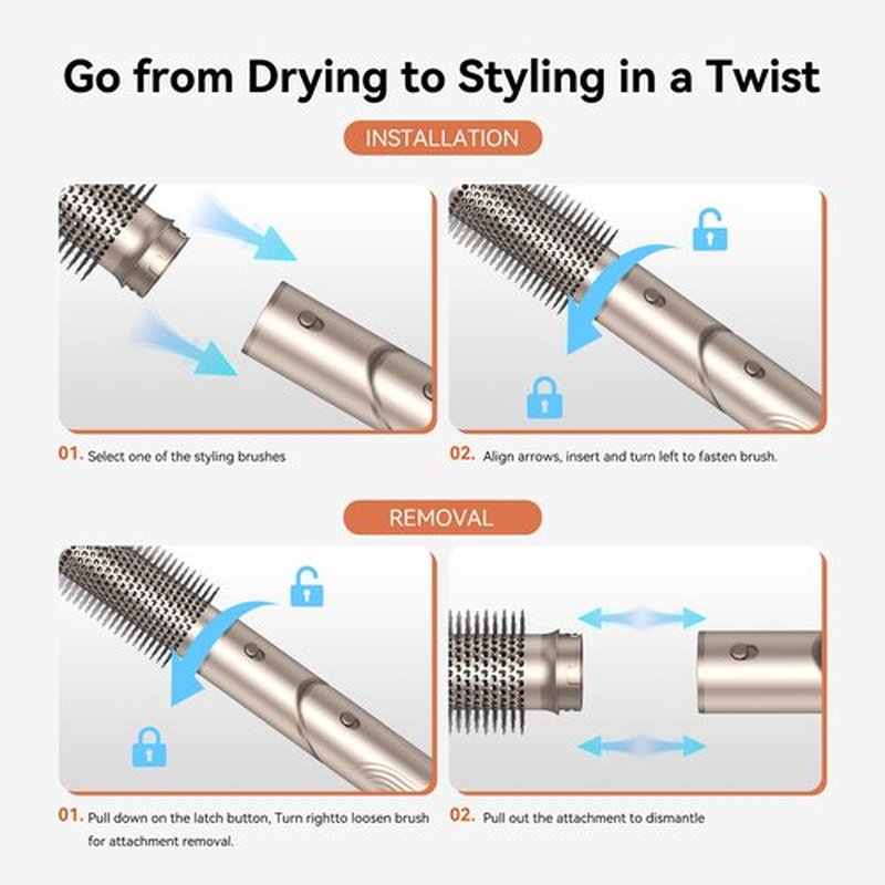 5-in-1 Professional Hair Dryer Brush, Effortless Auto-Wrap Curlers with 110,000 RPM High-Speed Motor, Fast Drying & Volumizing Without Heat Damage, Includes Storage Case - Best Gift for Women