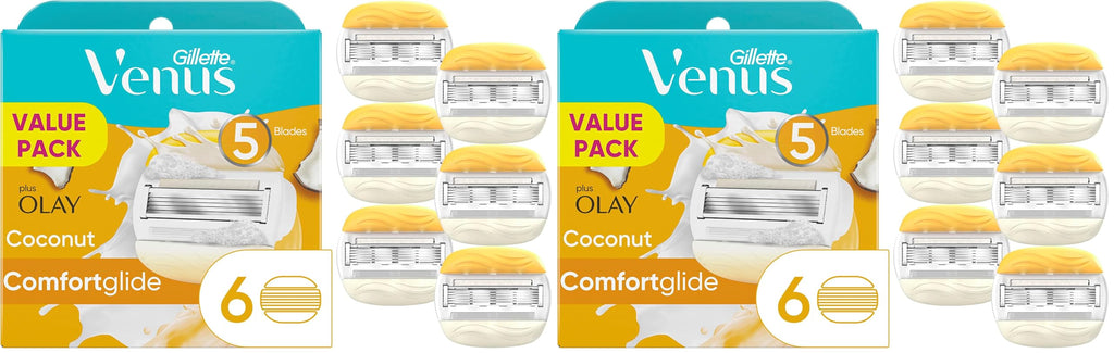 Gillette Venus ComfortGlide Womens Razor Blade Refills,Infused with Olay Coconut Scent,6 Count (Pack of 2)