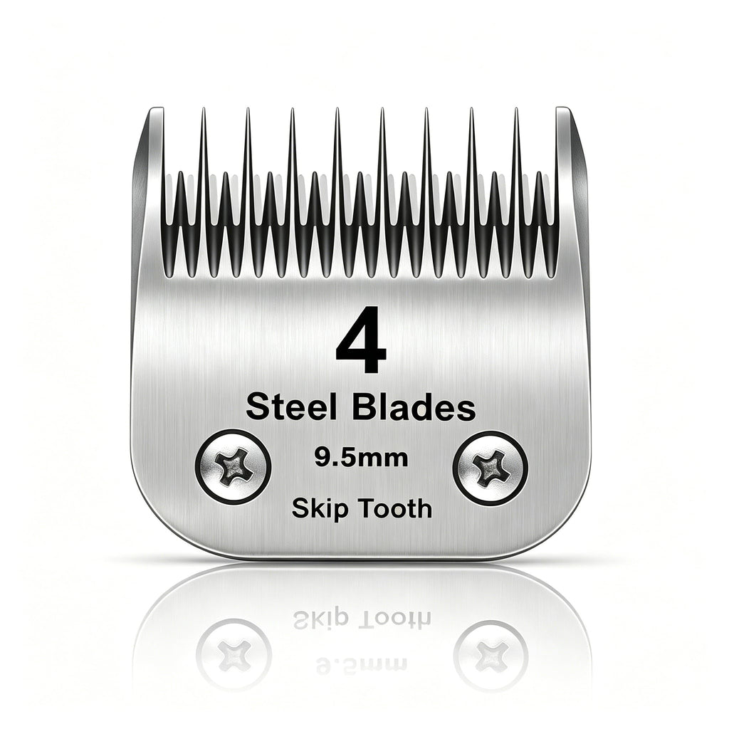 DODAER 4 Skip Tooth Detachable Pet Dog Grooming Steel Blades,Compatible with Andis,Oster A5,Wahl KM10 Series Clippers,Cut Length 3/8-Inch (9.5mm)，1 Pack