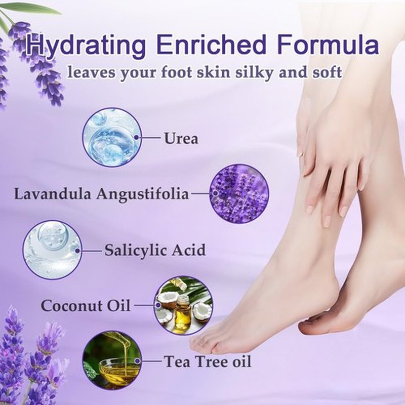 Foot Peeling Mask 5 Pack – Exfoliator & Foot Callus Remover – Feet Peeling Mask for Cracked Heel Treatment – Foot Masks for Dry Cracked Feet, Soft & Smooth Finish with Urea, Lavender & Salicylic Acid