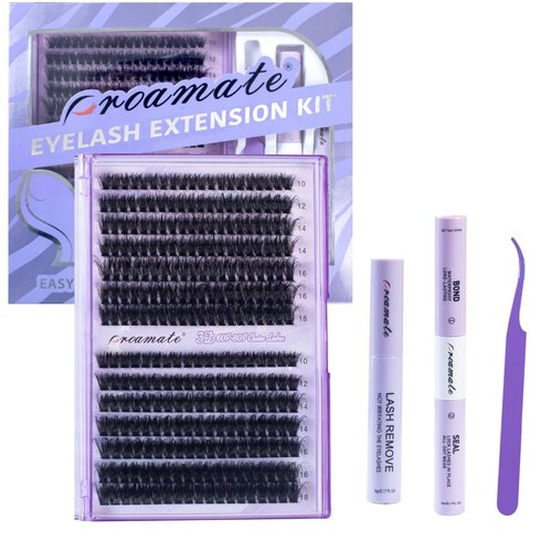 proamate Cluster Lashes Individual Cluster Eyelashes D Curl Mix 10-18mm (60D+80D) Eyelashes Cluster Volume & Dramatic Russian Individual Eye Lashes for Beginners (60D+80D Lash kit with Remover)