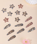 Metal Snap Hair Clips,8 Pairs Hair Barrettes for Women - Star & Water Drop Hair Barrettes, Non-Slip Y2K Accessories for Thin Thick Hair,Leopard and Zebra Print