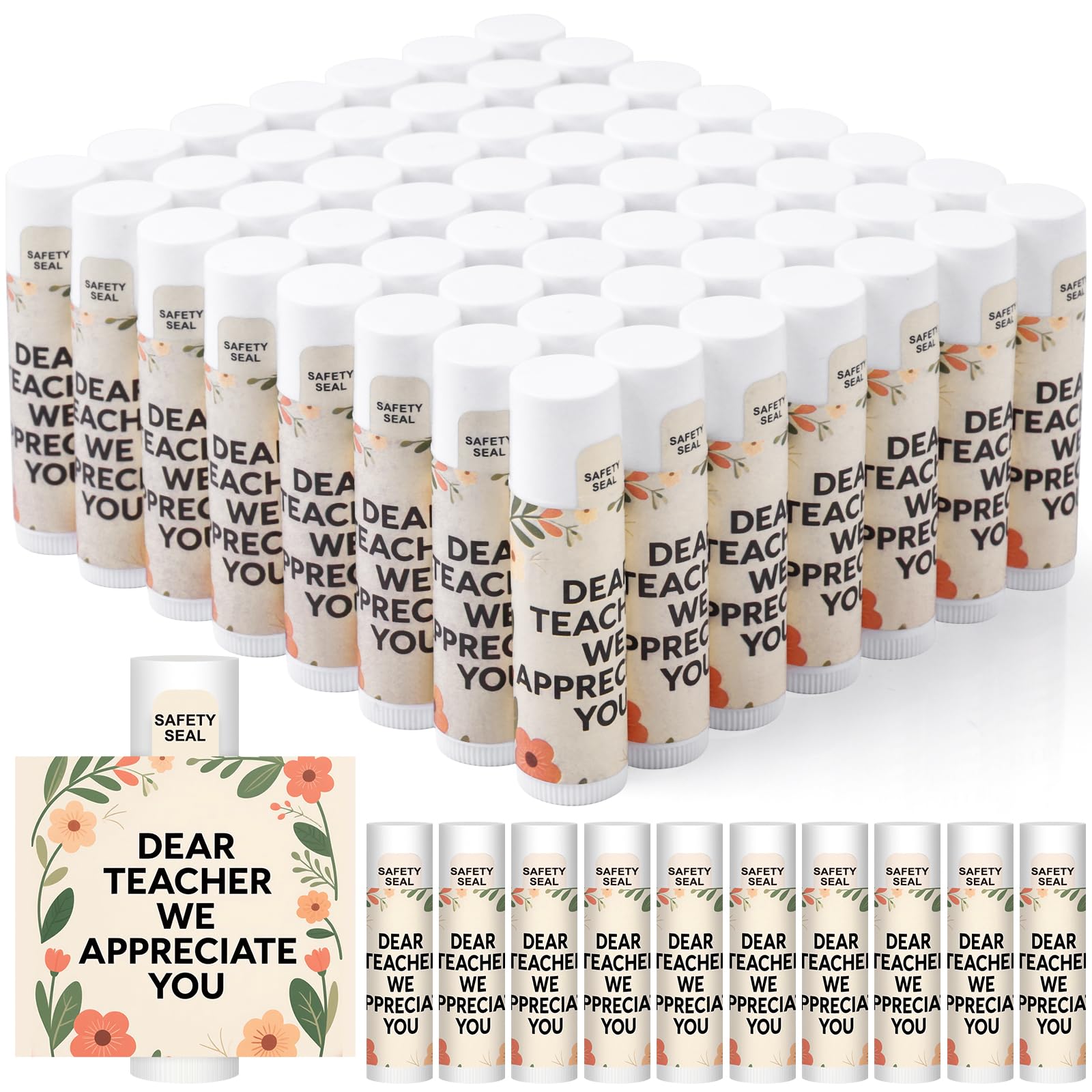 60 Pack Teacher Appreciation Gifts Lip Balm Bulk, Back to School Gift, End of The Year Teacher Gift for Women, Thank You Christmas Baskets Gifts for Teachers