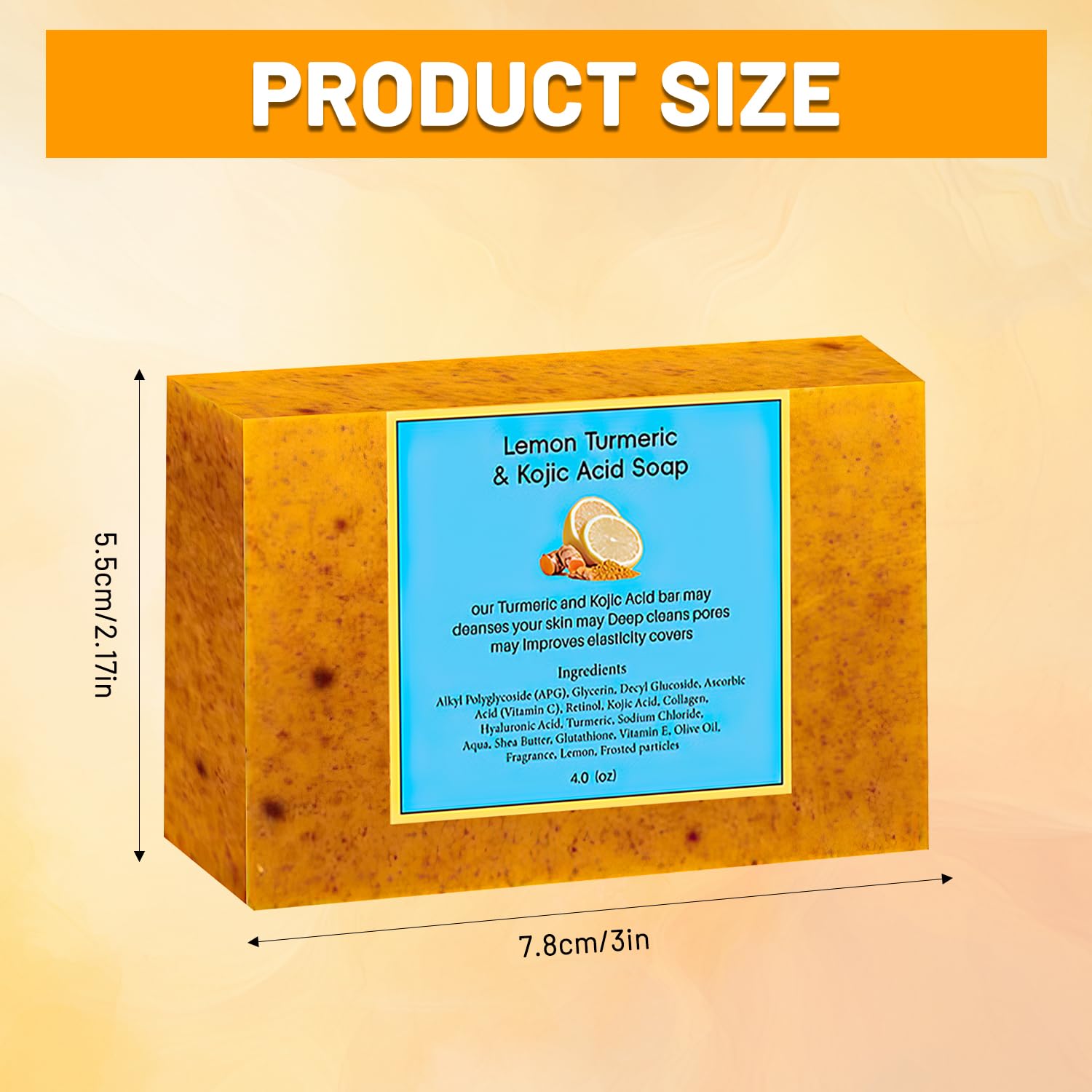Nicgou Lemon Turmeric Kojic Soap - Turmeric Soap Bar for Face and Body, Natural Handmade Soaps Bar for All Skin Types, Daily Use Skin Care Deep Cleansing Moisturizing (2pcs)